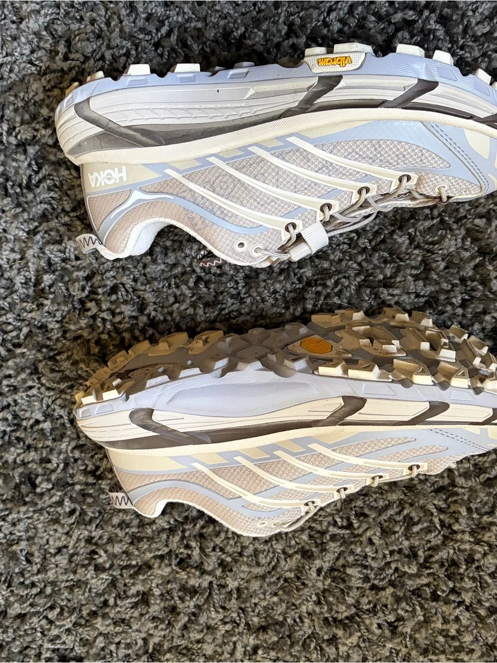 Hoka Mafate Three2 Women’s Trail Sneakers — Putty Foggy Gray